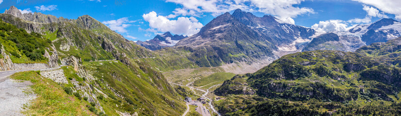 High mountain road through the Susten Pass in the Swiss Alps