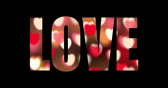 LOVE text, I love you in different colors on a white background. Animation love	
