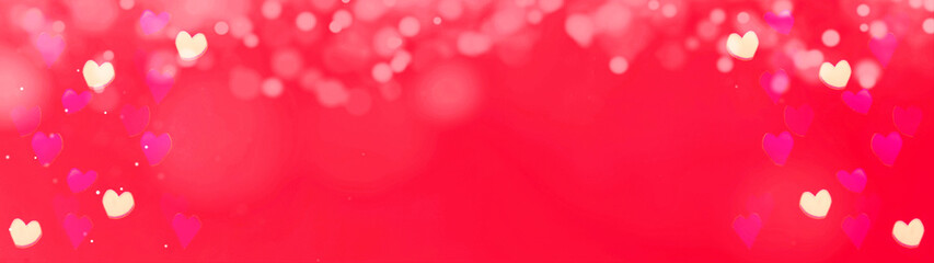 Hearts abstract background in red colors, isolated on red texture - Happy Valentine's Day - Hearts bokeh / Love pattern	