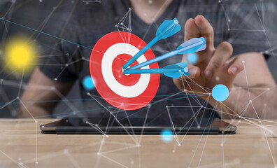 Marketing And Communication Success Concept dart.