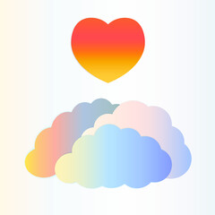 colorful clouds and a heart that represents the sun