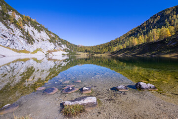 Idyllic alpine lake in the mountains of Austria