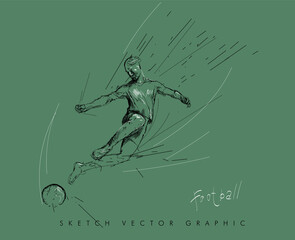 Football concept. Sketch draw soccer player