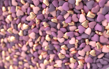 Valentines day candy hearts background pattern 3d rendering illustration  Love celebration poster, greeting card, banner template.