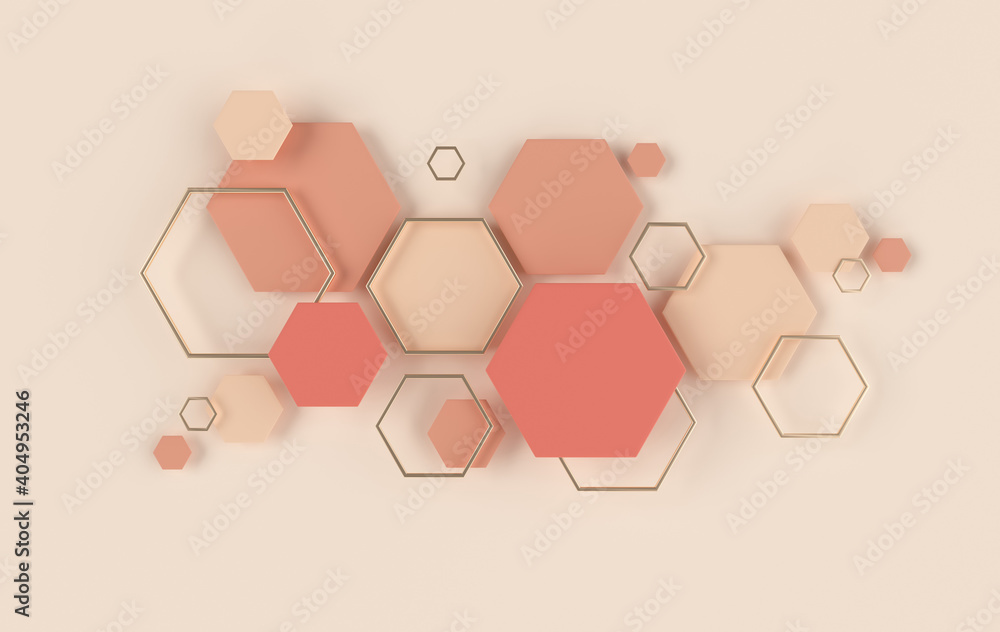 Aufkleber hexagonal abstract background, depth of field effect. modern cellular honeycomb 3d panel with hexago