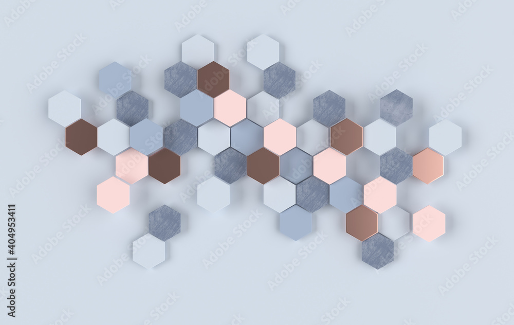 Wall mural hexagonal abstract background. modern cellular honeycomb 3d panel with hexagons. ceramic, marble, me