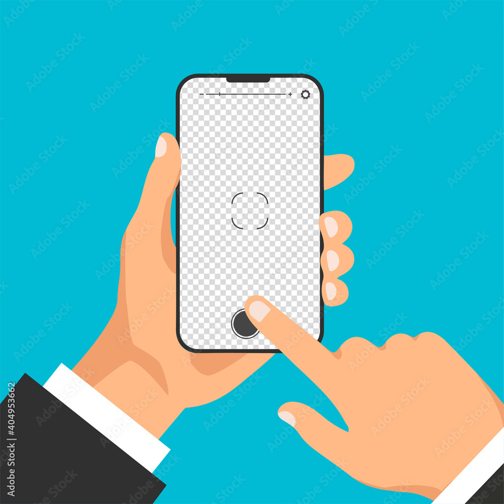 Aufkleber mobile phone with camera interface and transparent background. focusing screen of the camera. man ta