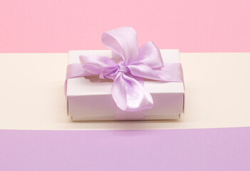 craft gift box with satin ribbon. happy valentine's day