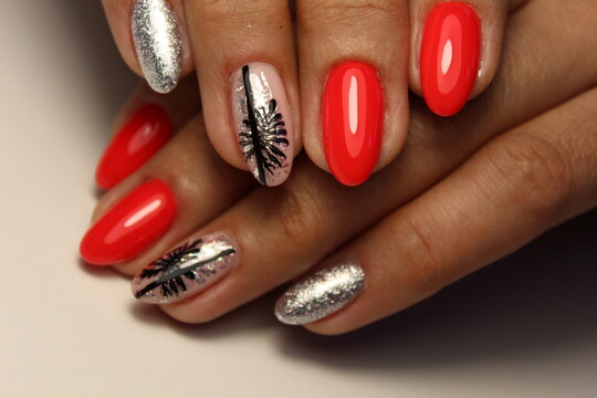 fashion manicure of nails on a beautiful background