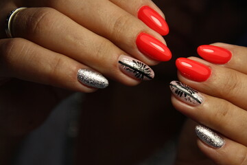 fashion manicure of nails on a beautiful background