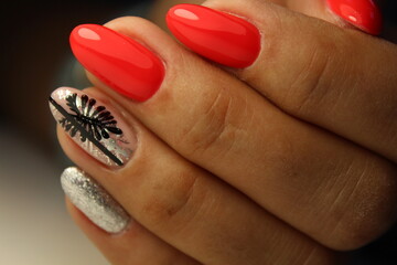 fashion manicure of nails on a beautiful background