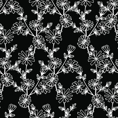 Chicory flowers seamless pattern. Vector stock illustration eps10.