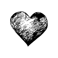 Vector pen and ink drawn heart. Hand-drawn illustration of a heart shape on a white background isolated. Decorative element for cards, invitations, wedding, anniversary, Valentine's day