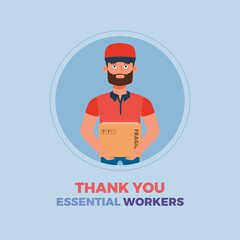 Domiciliary blue thanks essential workers logo - Vector