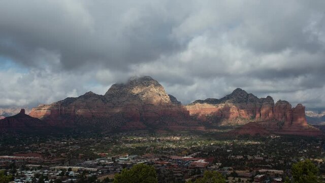 Sedona Arizona Storm Clouds Zoom Out Timelapse