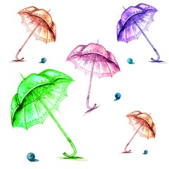 One Opened red umbrella isolated over whit