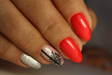 stylish design of manicure on beautiful nails