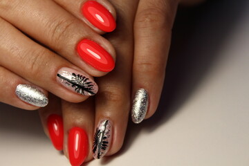 beautiful manicure of nails on the background of a fashionable