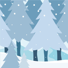 Winter landscape background. Natural scenery - Vector illustration