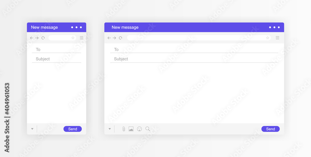 Wall mural email interface. mail window mobile and web template, internet message isolated frame, blank email. 