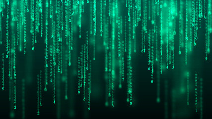 Cyberspace background with a set of numbers. Big data visualization. Abstract matrix. Technology or science banner. 3d