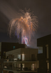 Gennevilliers, France - 01 10 2021: Fireworks for the new year