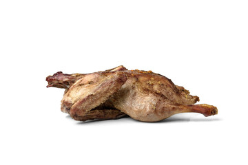 Baked duck isolated on white background.