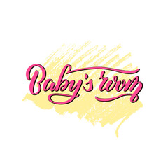 Vector illustration of babys room lettering for banner, leaflet, poster, logo, advertisement, price list, web design. Handwritten text for template, signage, billboard, print, flyer of furniture shop
