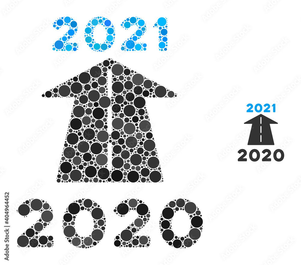Poster 2021 future road collage of circle elements in different sizes and shades. vector circle elements ar