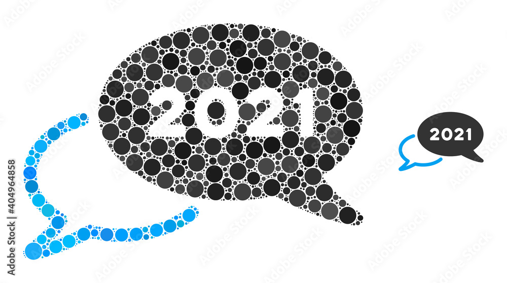 Aufkleber 2021 webinar collage of dots in different sizes and color tinges. vector round dots are organized in