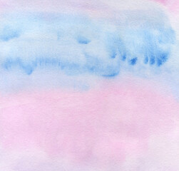 Watercolor abstract pastel background, hand-painted texture, watercolor purple, blue and pink stains. Design for backgrounds, wallpapers, covers and packaging.