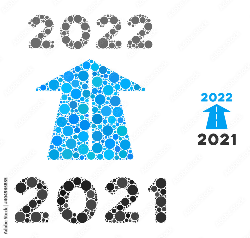 Aufkleber 2022 future road collage of circle elements in various sizes and color tones. vector round elements 