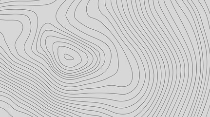 The stylized height of the topographic contour in lines and contours. The concept of a conditional geography scheme and the terrain path. Black on Gray. Ultra wide size. Vector illustration. - obrazy, fototapety, plakaty