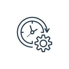 Gear, clock, arrow. Update concept, download. Vector icon isolated on white background.