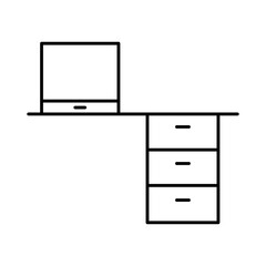 office desk with computer, line style