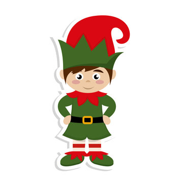 Isolated elf cartoon. Santas helper. Christmas character - Vector