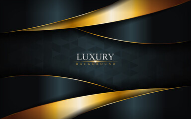 Luxury Dark Navy Combination with Golden Lines Background Design