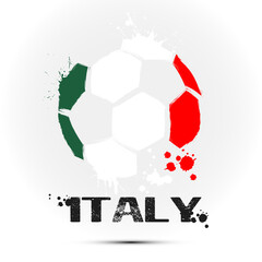 Abstract soccer ball with Italian national flag colors. Flag of Italy in the form of a soccer ball made on an isolated background. Football championship banner. Vector illustration