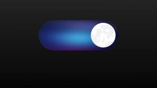 Button with night mode on dark background. Ui design. Dark theme. App interface design concept. stock illustration.