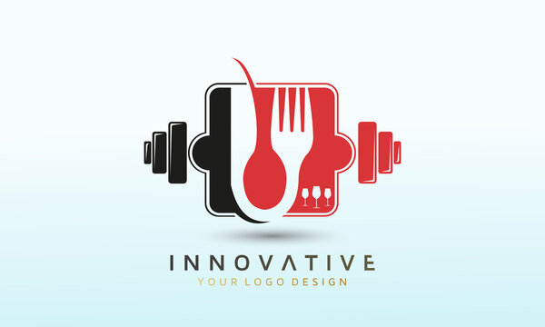 restaurant fitness logo design, Dumbbell icon, Gym Fitness Logo Images and Vectors, Stock Photos