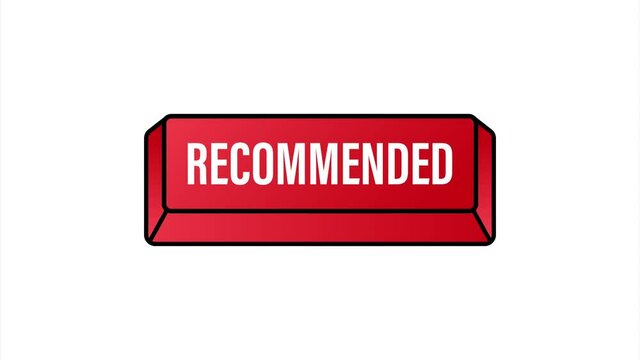 Recommend button. White label recommended on red background. stock illustration.