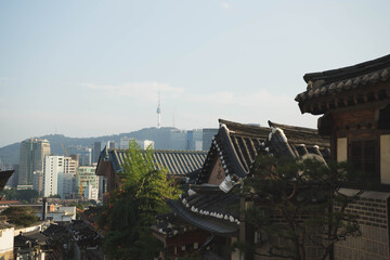 skyline Seoul from hanok village