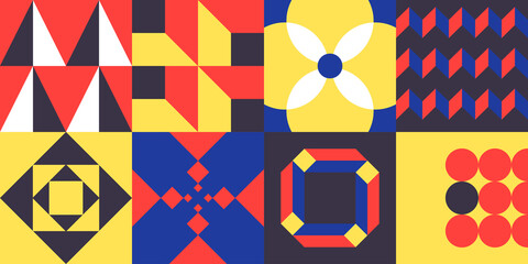 Abstract geometric vector pattern in Neo-Geo style. Layered file.