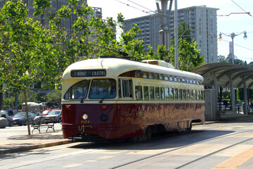Fototapeta na wymiar Vintage Toronto Streetcar TTC in San Fransisco California Retro