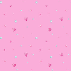 Seamless pattern heart Valentine's Day, love Greeting card concept. Watercolor texture for scrapbooking. Wedding, banner, poster design. Hand drawn pink hearts on pink background