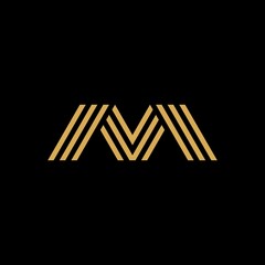 Letter M creative modern monogram logo, many parallel lines smooth geometric shapes