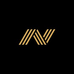 Letter N creative modern monogram logo, many parallel lines smooth geometric shapes