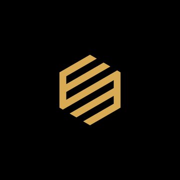 Letter EM creative modern monogram logo, many parallel lines smooth geometric shapes