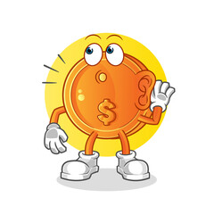 dollar coin eavesdropping vector. cartoon character