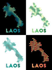 Fototapeta na wymiar Laos map. Collection of map of Laos in dotted style. Borders of the country filled with rectangles for your design. Vector illustration.